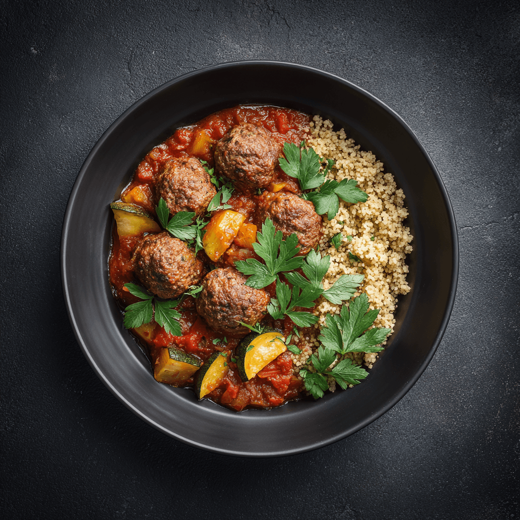 Kefta de bœuf, sauce tomate épicée